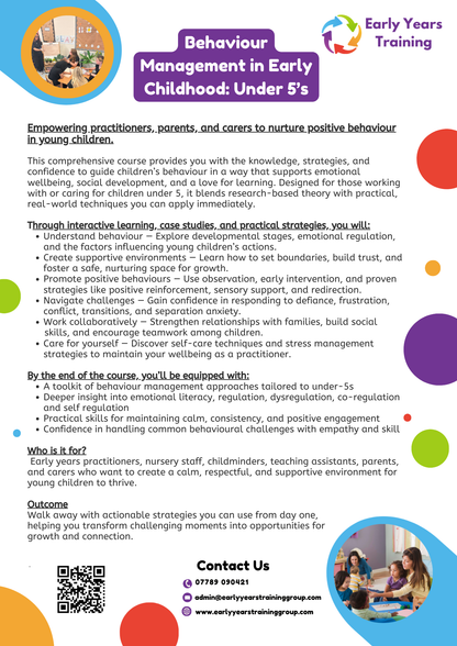 Behaviour Management in Early Childhood: Under 5’s